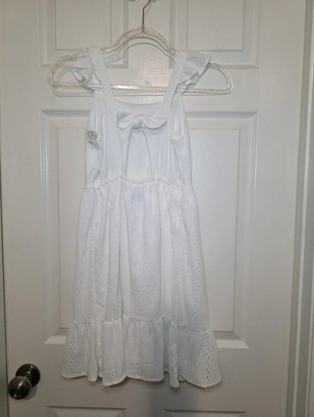 The Childrens Place White Eyelet Cutout Dress Size 10/12 L Ruffle Preppy Minimal